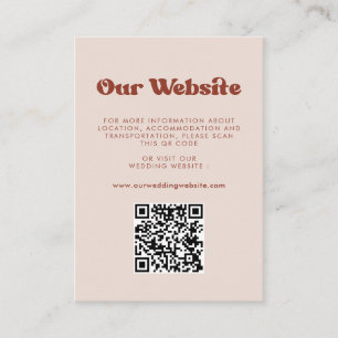 Carte D'accompagnement Retro élégant Peach Pink Code QR site mariage
