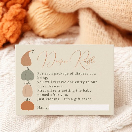 Carte D'accompagnement Retro Fall chic Citrouille Baby shower Déchets Raf