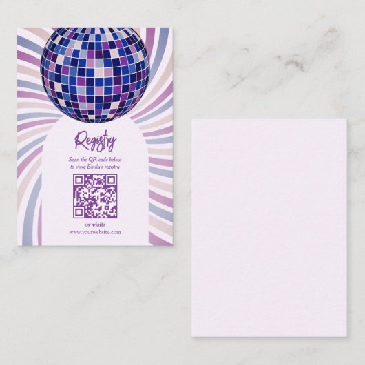Carte D'accompagnement Retro Groovy Disco Bridal Shower Registry QR code (Devant / Derrière)