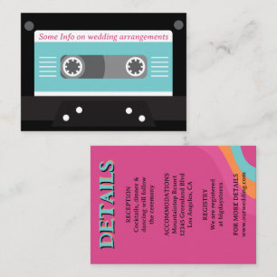 Carte D'accompagnement Retro les années 70 Musique Cassette Super Fuchsia