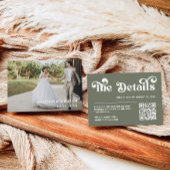 Carte D'accompagnement Retro les années 70 Sage Green Mariage Site Web Qr