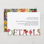 Carte D'accompagnement Retro Moderne Mariage Floral Instructions Insertio (Devant / Derrière)