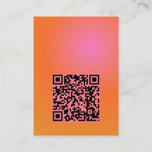 Carte D'accompagnement Retro Orange Pink Gradient Wedding QR Code RSVP (Dos)