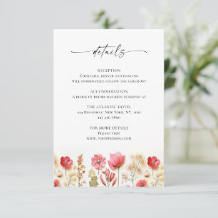 Carte D'accompagnement Retro Pastel Pink Boho Fleur sauvage Détails sur l