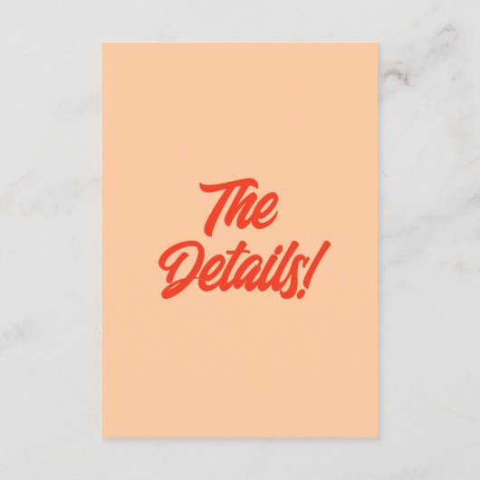 Carte D'accompagnement Retro Peach Minimal Amusement Moderne Détails du M (Dos)