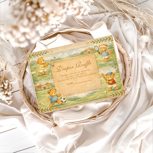 Carte D'accompagnement Retro Playground Teddy Bears Diapper Raffle