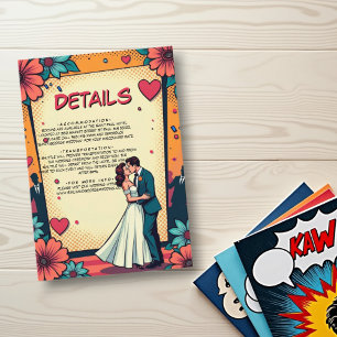 Carte D'accompagnement Retro Romantic Bride et Groom Comic Mariage de liv