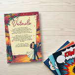Carte D'accompagnement Retro Romantic Couple Comic Style de livre Mariage<br><div class="desc">Cette élégante carte de boîtier mariage de style bande dessinée est parfaite pour un mariage moderne. Le design rétro présente une illustration vintage de mariée et de mariée et une calligraphie noire sur un arrière - plan à thème de bande dessinée.</div>