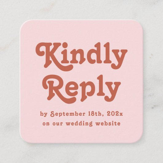 Carte D'accompagnement Rétro rose et Terracotta mariage RSVP Qr Code (Devant)