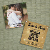 Carte D'accompagnement retro script or rsvp qr code mariage photo