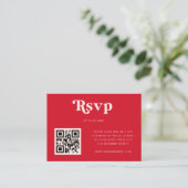 Carte D'accompagnement Retro Script & Photo personnalisée QR Code Mariage (Debout devant)