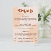 Carte D'accompagnement Retro Seventies Boho Détails du Mariage (Debout devant)