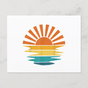 Carte D'accompagnement Retro Sunset Rays Wavy Vintage Retro Sunshine Sun