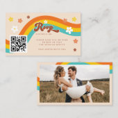 Carte D'accompagnement Retro Super Daisy Seventies Mariage RSVP Hippie (Devant / Derrière)