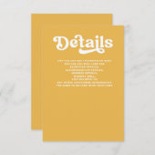 Carte D'accompagnement Retro Super les années 70 mignon Mariage jaune (Devant / Derrière)