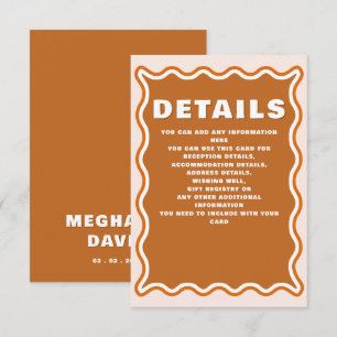 Carte D'accompagnement Retro Super Squiggle Wavy Terracotta Mariage