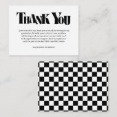 Carte D'accompagnement Retro Thank You Graduation Black Checkerboard (Devant / Derrière)