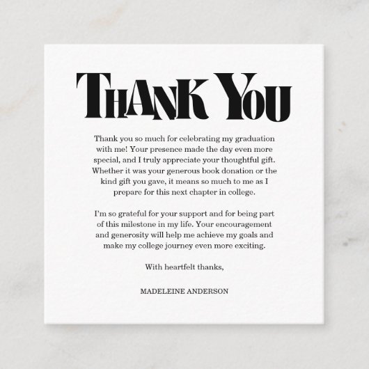 Carte D'accompagnement Retro Thank You Graduation Black Checkerboard (Devant)