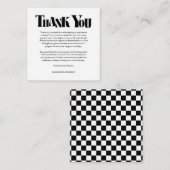 Carte D'accompagnement Retro Thank You Graduation Black Checkerboard (Devant / Derrière)