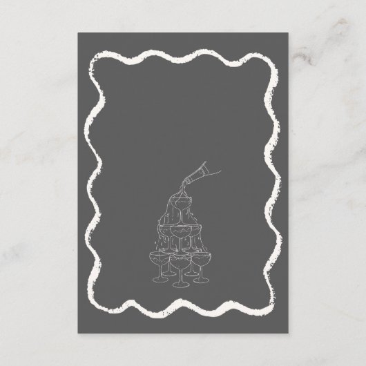 Carte D'accompagnement Retro Wavy Black White Détails du Mariage manuscri (Dos)