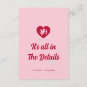 Carte D'accompagnement Retro Wavy Frame Red Pink Cupid Wedding Details (Dos)