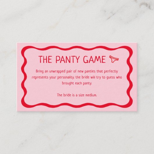 Carte D'accompagnement Retro Wavy Rose et Rouge The Panty Game (Devant)