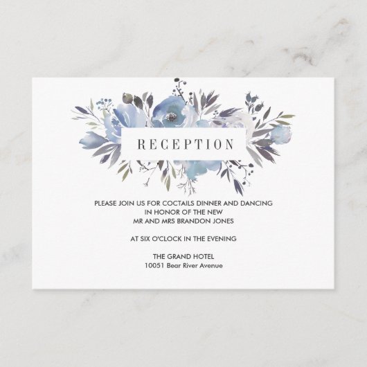 Carte D'accompagnement Rêve Bleu |  Enclosure de réception de mariage flo (Devant)