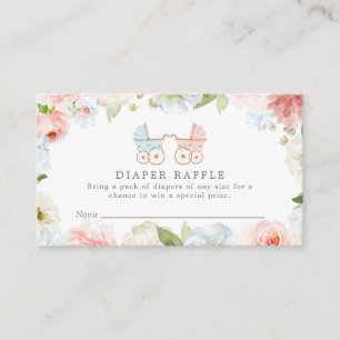 Carte D'accompagnement Révéler le genre Raffle de couche rose et bleue