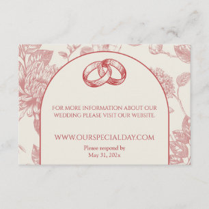 Carte D'accompagnement Riche Rouge Français Floral Toile Floral Floral