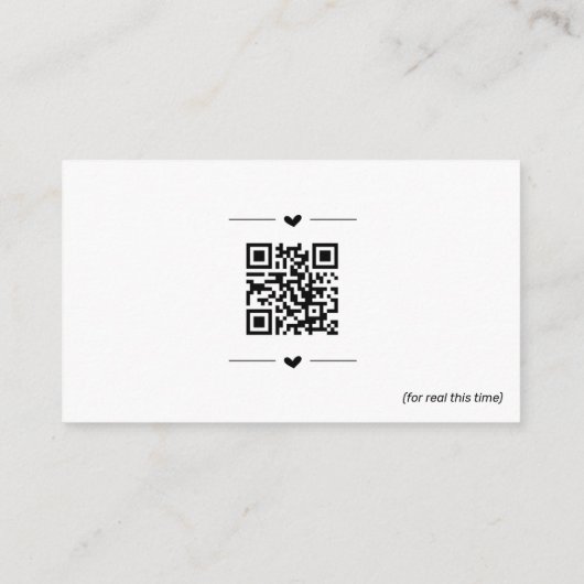 Carte D'accompagnement Rick Roll Invités w-Mariage Website QR Code Prank (Dos)
