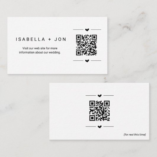 Carte D'accompagnement Rick Roll Invités w-Mariage Website QR Code Prank (Devant / Derrière)