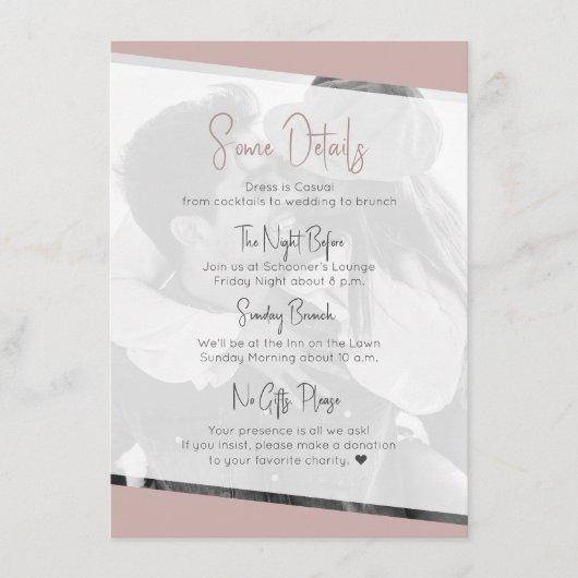 Carte D'accompagnement Rien de fantaisie Décontracté Dusty Mariage (Devant)