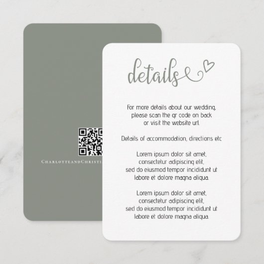 Carte D'accompagnement Rien de fantaisie Juste l'amour Simple QR Code (Devant / Derrière)