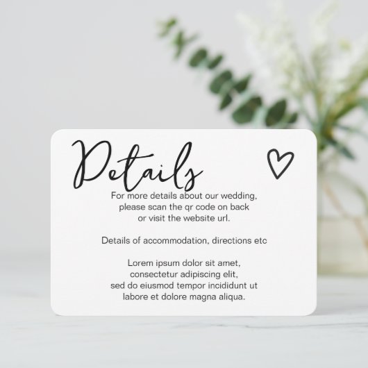 Carte D'accompagnement Rien de fantaisie Juste l'amour Simple QR Code (Debout devant)