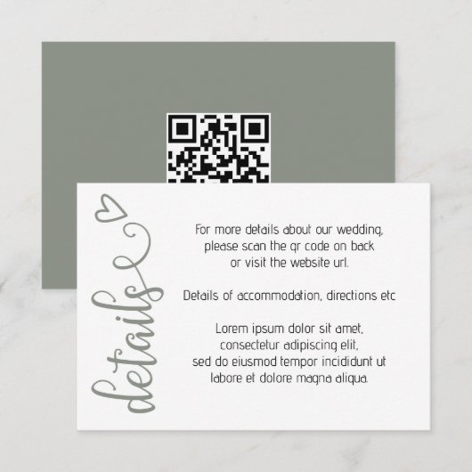 Carte D'accompagnement Rien de fantaisie Juste l'amour Simple QR Code (Devant / Derrière)