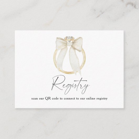 Carte D'accompagnement Ring Bow nuptiale code QR pour le registre (Devant)