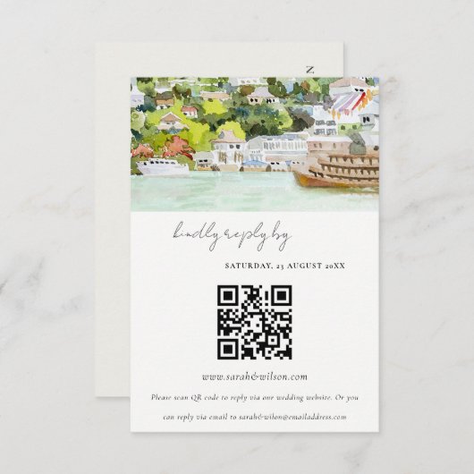 Carte D'accompagnement River Cruise Campagne Mariage RSVP QR Code (Devant / Derrière)
