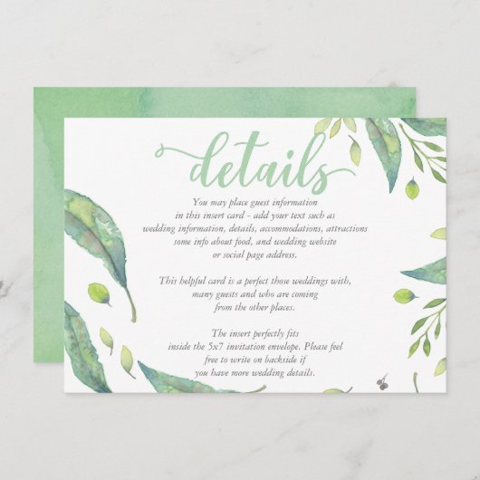 Carte D'accompagnement Robe d'aquarelle rustique chicFiche de mariage (Devant / Derrière)