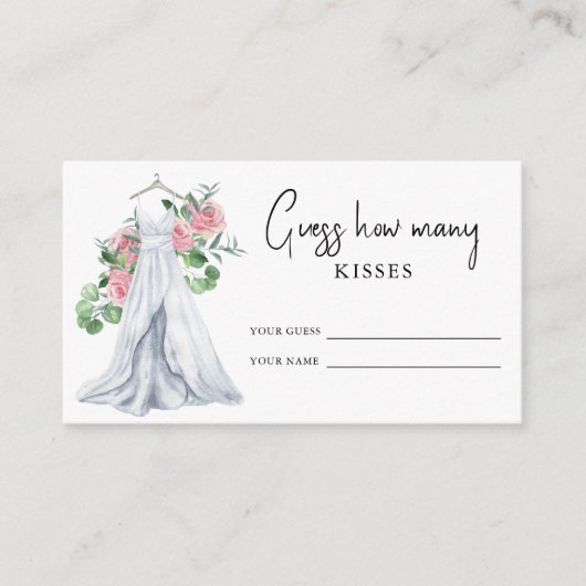 Carte D'accompagnement Robe de mariée - Devinez combien de baisers jeu de (Devant)