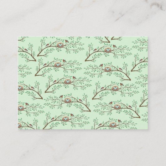 Carte D'accompagnement Robin Oiseaux Nid Oeufs Baby shower de printemps (Dos)