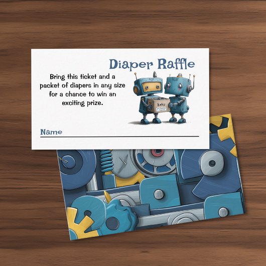 Carte D'accompagnement Robot se prépare pour bébé et livres Diaper Raffle
