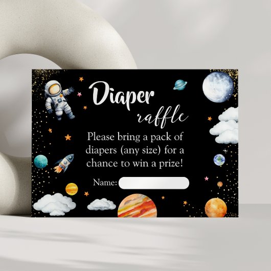 Carte D'accompagnement Rocket Space Diaper Raffle Card Black Baby Boy