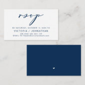 Carte D'accompagnement Romance moderne, bleu marine, mariage RSVP (Devant / Derrière)