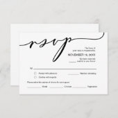 Carte D'accompagnement Romance moderne, Calligraphie noire, Mariage RSVP (Devant / Derrière)