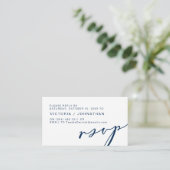 Carte D'accompagnement Romance moderne, MARINE BLUE, Mariage RSVP (Debout devant)