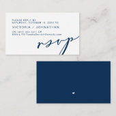 Carte D'accompagnement Romance moderne, MARINE BLUE, Mariage RSVP (Devant / Derrière)