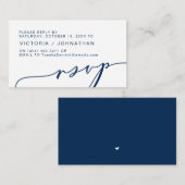 Carte D'accompagnement Romance moderne, MARINE BLUE, Mariage RSVP (Devant / Derrière)