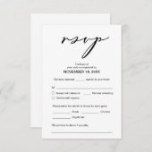 Carte D'accompagnement Romance moderne, Script noir, Dîner Mariage RSVP (Devant / Derrière)