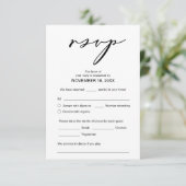 Carte D'accompagnement Romance moderne, Script noir, Dîner Mariage RSVP (Debout devant)