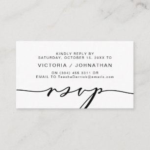 Carte D'accompagnement Romance moderne, Script noir, Mariage RSVP